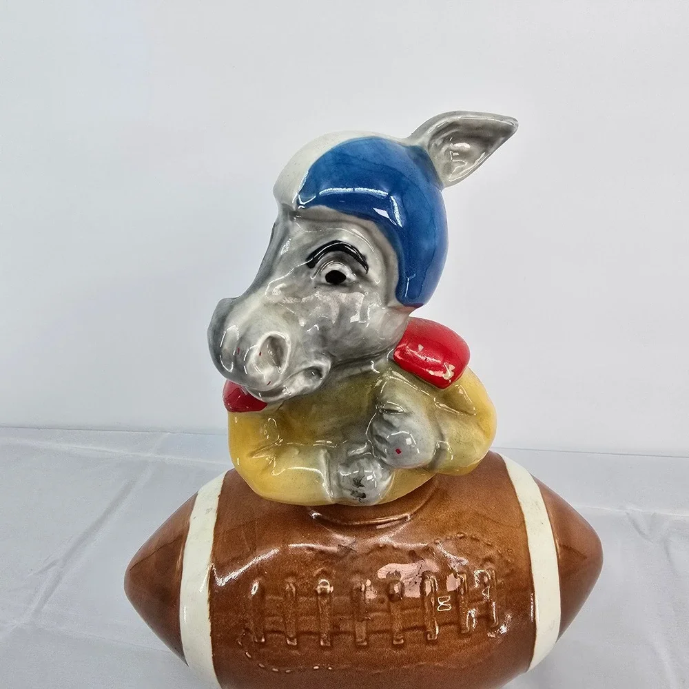 Vintage Jim Beam Democratic Donkey Football Decanter Regal China 1970s 4/5 Quart
